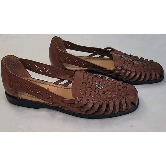 Basic Editions Slip-On Leather Sandals | Women’s 5.5 Brown | EUC - Picture 1 of 8